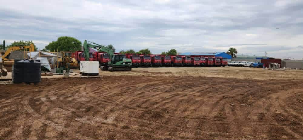 Fleet of dump trucks